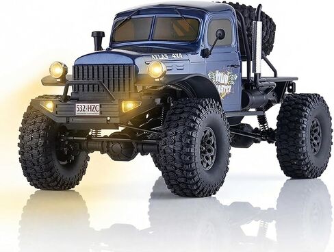 EAZYRC FMS Rochobby 1/10 Atlas Ready Set RC Crawler RC Truck 4X4 مع إضاءة، راديو 2.4 جيجا هرتز، محمل كروي، تروس معدنية كاملة، تعليق 4 وصلات، جسم سيارة منفصل سريع للبالغين (برتقالي) in Kuwait