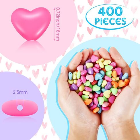 400 جهاز كمبيوتر شخصى عيد الحب الاكريليك القلب الخرز 18mm عيد الحب القلب الخرز البلاستيك الملونة للشعر سوار قلادة مجوهرات سلاسل المفاتيح صنع الحرف اليدوية لوازم الحفلات in Kuwait