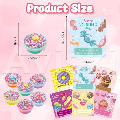 Aviski 30Pcs Valentine Cards with Slime for Kids, Valentines Cards Classroom Exchange, Party Favors Gift Party Bag Fillers Party Supplies in Saudi Arabia