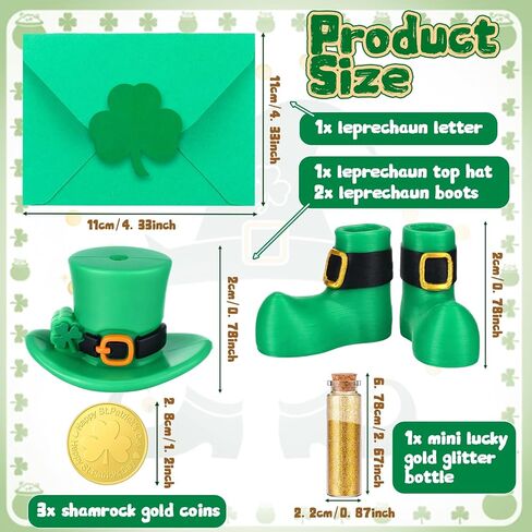 Youyole 8 Pcs St. Patrick's Day Leprechaun Trap Crafts Kit Include Shamrock Gold Coins, Letter, Top Hat and Boot, Mini Lucky Gold Glitter Bottle Catch a Leprechaun Trap St. Patricks Day Party Supplies in Saudi Arabia