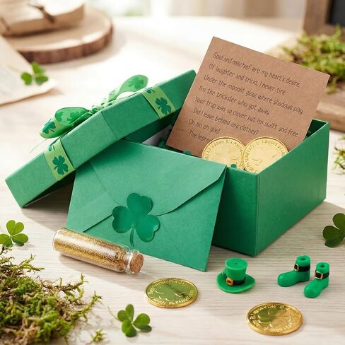 Youyole 8 Pcs St. Patrick's Day Leprechaun Trap Crafts Kit Include Shamrock Gold Coins, Letter, Top Hat and Boot, Mini Lucky Gold Glitter Bottle Catch a Leprechaun Trap St. Patricks Day Party Supplies in Saudi Arabia