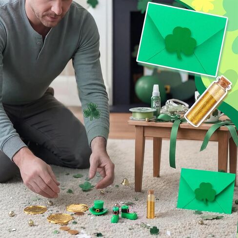 Youyole 8 Pcs St. Patrick's Day Leprechaun Trap Crafts Kit Include Shamrock Gold Coins, Letter, Top Hat and Boot, Mini Lucky Gold Glitter Bottle Catch a Leprechaun Trap St. Patricks Day Party Supplies in Saudi Arabia