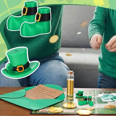 Youyole 8 Pcs St. Patrick's Day Leprechaun Trap Crafts Kit Include Shamrock Gold Coins, Letter, Top Hat and Boot, Mini Lucky Gold Glitter Bottle Catch a Leprechaun Trap St. Patricks Day Party Supplies in Saudi Arabia