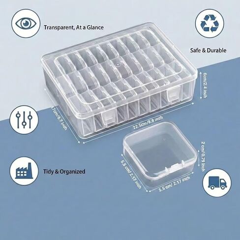 Bead Organizer Box, 30 Pcs Small boxes and 1 Big box,Mini Clear Dimond Plastic Storage Containers Boxes with Hinged Lid and Rectangle for Bracelet Making DIY Jewelry Craft Nail beads in Saudi Arabia