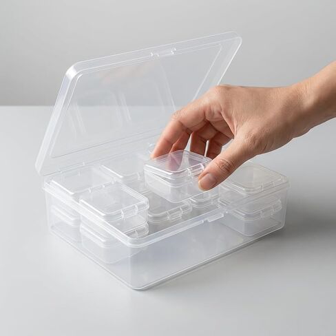 Bead Organizer Box, 30 Pcs Small boxes and 1 Big box,Mini Clear Dimond Plastic Storage Containers Boxes with Hinged Lid and Rectangle for Bracelet Making DIY Jewelry Craft Nail beads in Saudi Arabia