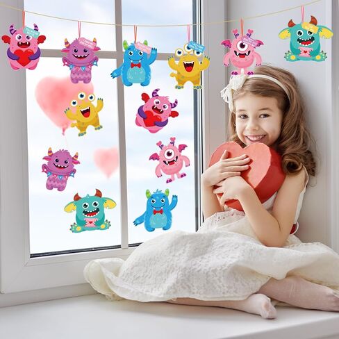 cochie 24 مجموعات عيد الحب الحرفية مجموعات للأطفال DIY الوحش بطاقات زخرفة عيد الحب فئة لعبة الأنشطة ورقة الحرف للبنين بنات المدرسة الصف المنزل in Saudi Arabia