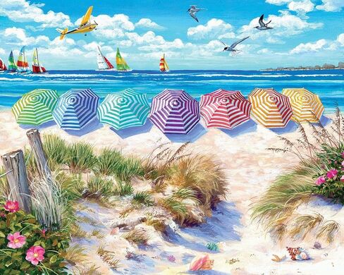 White Mountain 1000 Piece Jigsaw Puzzle Fun Summer Beach Puzzles with Large Pieces Gift for Adults and Family 24"x30" - Rainbow Umbrellas in Saudi Arabia