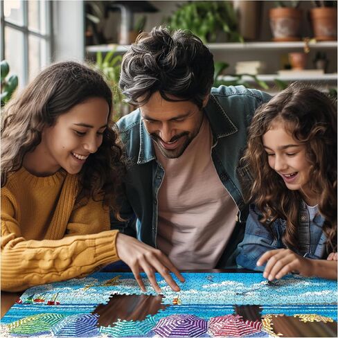 White Mountain 1000 Piece Jigsaw Puzzle Fun Summer Beach Puzzles with Large Pieces Gift for Adults and Family 24"x30" - Rainbow Umbrellas in Saudi Arabia