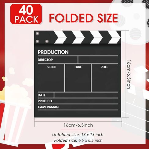 40Pcs Movie Night Paper Napkins 2 Ply Disposable Hollywood Movie Clapboard Pattern Napkins for Film Themed Dinner Picnic Film Night Lunch Napkins for Film Fan Gatherings,Home Cinema Use in Saudi Arabia