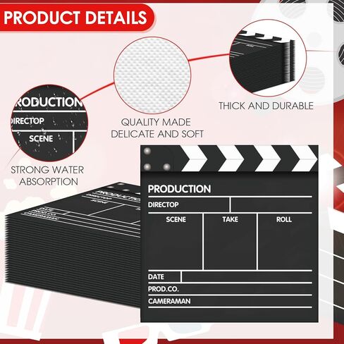 40Pcs Movie Night Paper Napkins 2 Ply Disposable Hollywood Movie Clapboard Pattern Napkins for Film Themed Dinner Picnic Film Night Lunch Napkins for Film Fan Gatherings,Home Cinema Use in Saudi Arabia