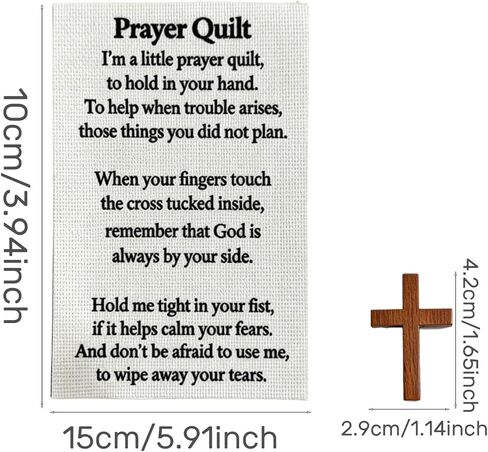 Prayer Quilt Sewing Patchwork - 10 Sets Pocket Prayer Quilt Panel Squares with Small Wooden Crosses, Christian Sewing Project in Kuwait