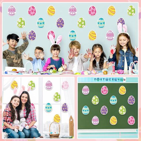 JarThenaAMCS 54Pcs St. Patrick' s Day Easter Valentine' s Day Cutouts Heart Shamrock Egg Paper Cut-Outs with Glue Points for Spring Holiday Classroom Bulletin Board Wall Door Decor in Saudi Arabia