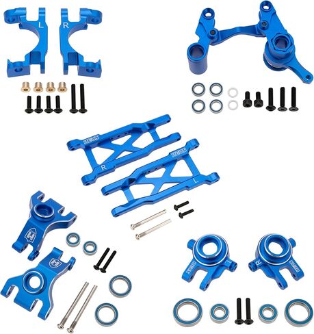 ترقيات سباق MEUS لـ Traxxas 1/10 4X4 Slash/Rustler/F-150 Raptor R/Hoss/Jato/Fiesta، حامل المحور Stub، C-Hub، مفاصل التوجيه، مجموعة Bellcrank التوجيه، أذرع التعليق L/R (أسود) in Kuwait