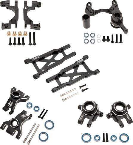 MEUS RACING Upgrades for Traxxas 1/10 4X4 Slash/Rustler/F-150 Raptor R/Hoss/Jato/Fiesta, Stub Axle Carrier,C-Hub,Steering Knuckles,Steering Bellcrank Set,Suspension Arms L/R (Black) in Saudi Arabia