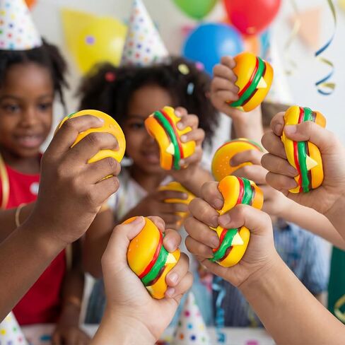 24 Pcs Mini Hamburger Stress Balls Hamburger Party Favors for Boys Girls Adults Birthday Party Favors Classroom Prizes Holiday Goodie Gift Bag Fillers 1.96 Inch PU Foam Stretchy Stress Toys in Saudi Arabia