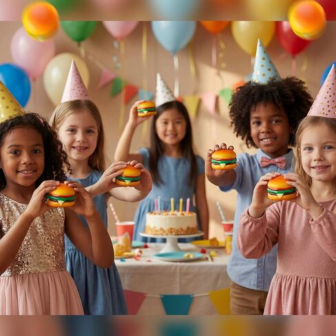 24 Pcs Mini Hamburger Stress Balls Hamburger Party Favors for Boys Girls Adults Birthday Party Favors Classroom Prizes Holiday Goodie Gift Bag Fillers 1.96 Inch PU Foam Stretchy Stress Toys in Saudi Arabia