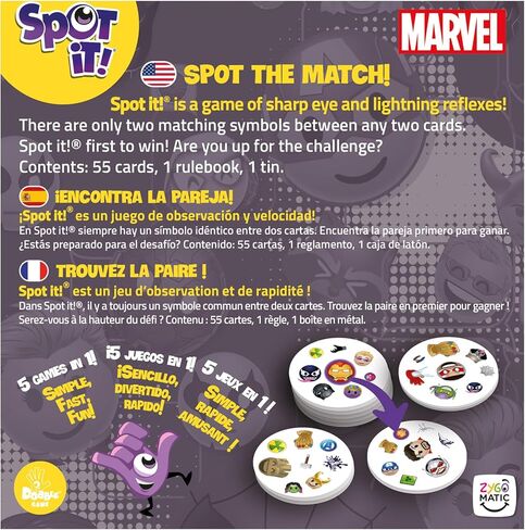 أسمودي سبوت إت! لعبة بطاقات Marvel Emojis (تحديث 2024) - إصدار صديق للبيئة، لعبة إدراك بصري 5 في 1 لردود الفعل السريعة والمرح العائلي، للأعمار من 6 سنوات فما فوق، 2-8 لاعبين، وقت لعب لمدة 10 دقائق in Saudi Arabia