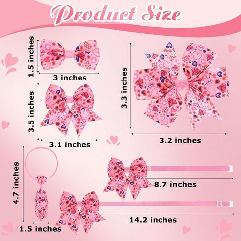 Talltalk 120 Pcs Valentine's Day Dog Bow Ties Collar Set 60 Pink Dog Grooming Bowtie 30 Neckties and 30 Collars for Pet Cat Holiday Accessories in Saudi Arabia