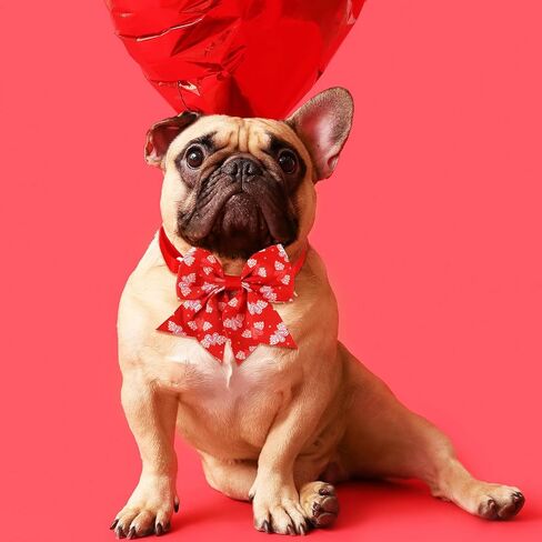 Talltalk 120 Pcs Valentine's Day Dog Bow Ties Collar Set 60 Pink Dog Grooming Bowtie 30 Neckties and 30 Collars for Pet Cat Holiday Accessories in Saudi Arabia