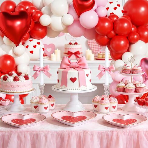 مجموعة بالونات عيد الحب، مجموعة قوس جارلاند، بالونات قلب أحمر وردي أبيض مع صناديق الحب XOXO لتزيين حفلات عيد الحب والذكرى السنوية للخطوبة والزفاف in Kuwait