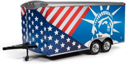 ModelToyCars Four Wheel Enclosed Trailer,Red,White and Blue Acme AMM1284 1/18 Scale Diecast Model Replica in Saudi Arabia