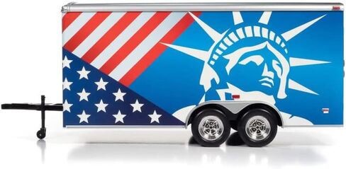 ModelToyCars Four Wheel Enclosed Trailer,Red,White and Blue Acme AMM1284 1/18 Scale Diecast Model Replica in Saudi Arabia