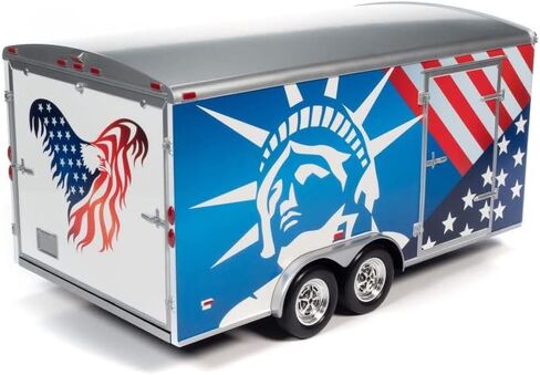 ModelToyCars Four Wheel Enclosed Trailer,Red,White and Blue Acme AMM1284 1/18 Scale Diecast Model Replica in Saudi Arabia