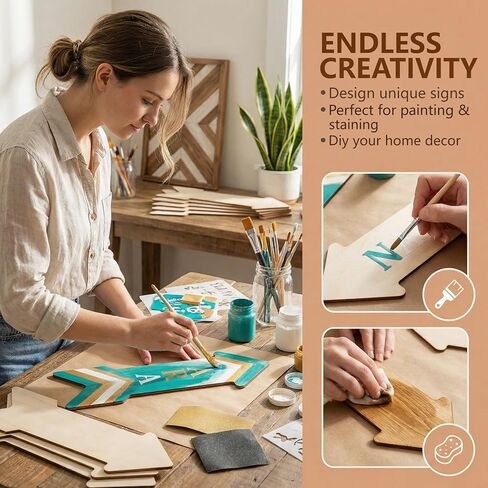 Garneck 8 Pack Large Wooden Arrow Cutouts 15.7 Inch – Unfinished Wood Blank Directional Signs for Crafts – Rustic Wall Decor Plaque for Wedding Party Farmhouse Home Decoration (Paintable) in Saudi Arabia