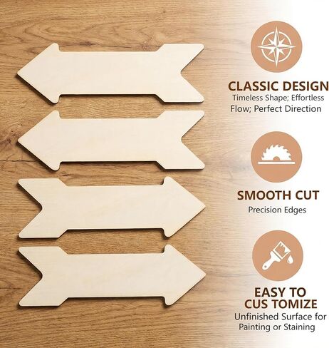Garneck 8 Pack Large Wooden Arrow Cutouts 15.7 Inch – Unfinished Wood Blank Directional Signs for Crafts – Rustic Wall Decor Plaque for Wedding Party Farmhouse Home Decoration (Paintable) in Saudi Arabia