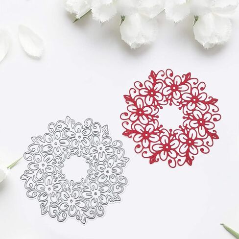 Silver Round Lace Shaped Metal Die Cuts Cutting Dies Cut Stencils for DIY Embossing Paper Leather Scrapbooking Card Making Dies Earrings, Die-Cutting and Embossing, Scrapbooking Die-Cuts in Saudi Arabia