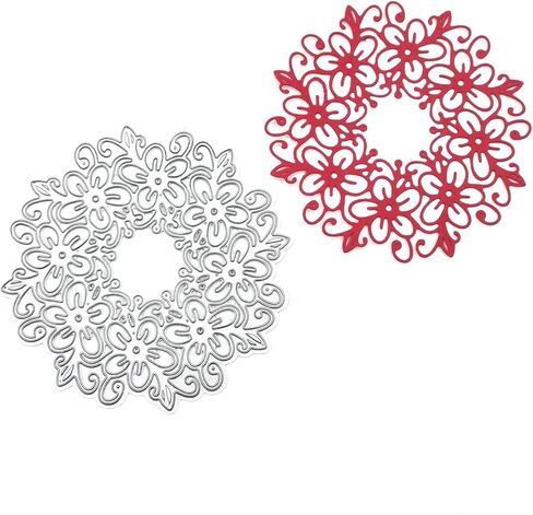 Silver Round Lace Shaped Metal Die Cuts Cutting Dies Cut Stencils for DIY Embossing Paper Leather Scrapbooking Card Making Dies Earrings, Die-Cutting and Embossing, Scrapbooking Die-Cuts in Saudi Arabia