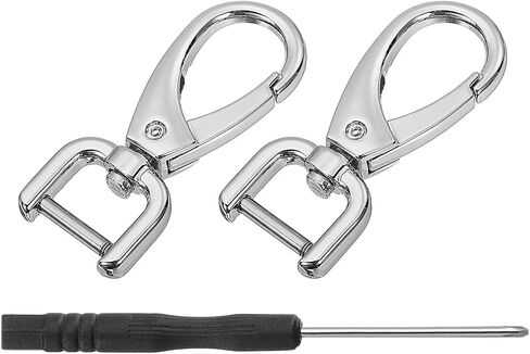 uxcell 2Pcs Swivel Clasps Hook, 12mm(0.5 Inch) D Ring Detachable Snap Hook Metal Lobster Claw Clasp Hook with Screwdriver for Purse Keychain DIY Craft, Silver in Saudi Arabia