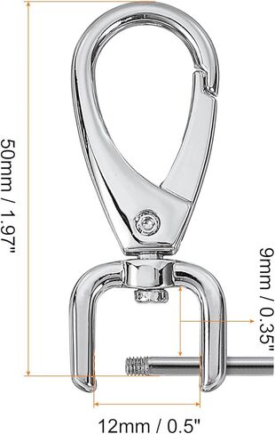 uxcell 2Pcs Swivel Clasps Hook, 12mm(0.5 Inch) D Ring Detachable Snap Hook Metal Lobster Claw Clasp Hook with Screwdriver for Purse Keychain DIY Craft, Silver in Saudi Arabia