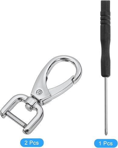 uxcell 2Pcs Swivel Clasps Hook, 12mm(0.5 Inch) D Ring Detachable Snap Hook Metal Lobster Claw Clasp Hook with Screwdriver for Purse Keychain DIY Craft, Silver in Saudi Arabia