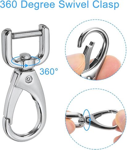 uxcell 2Pcs Swivel Clasps Hook, 12mm(0.5 Inch) D Ring Detachable Snap Hook Metal Lobster Claw Clasp Hook with Screwdriver for Purse Keychain DIY Craft, Silver in Saudi Arabia