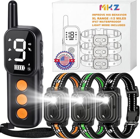طوق صدمات الكلاب مع جهاز تحكم عن بعد بطول 3300 قدم، طوق تدريب الكلاب IPX7 مقاوم للماء وقابل لإعادة الشحن لجميع سلالات الكلاب مع صوت تنبيه، اهتزاز، صدمة أمان، قفل أمان 10-120 رطل in Kuwait