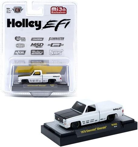 نموذج سيارة Diecast متوافق مع ماكينات M2 1:64 1978 تشيفي سيلفرادو هولي مخصص أبيض إصدار محدود 31500-MJS88 in Saudi Arabia