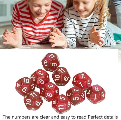 12 Sided Dice Dice for Teaching,40pcs Polyhedral Dice Clear Numbers Prevent Oxidation 12 Sided Dice Set for Game Teaching (Red) in Saudi Arabia