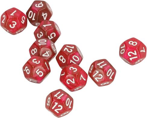 12 Sided Dice Dice for Teaching,40pcs Polyhedral Dice Clear Numbers Prevent Oxidation 12 Sided Dice Set for Game Teaching (Red) in Saudi Arabia