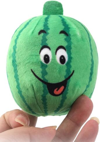 TEHAUX البطيخ صار لعبة الحيوانات الأليفة القطيفة للكلاب - لعبة مضغ تفاعلية لتدريب الجرو وتخفيف الملل لينة 4X3X2.5 بوصة صوت تعليمي للكلاب in Kuwait