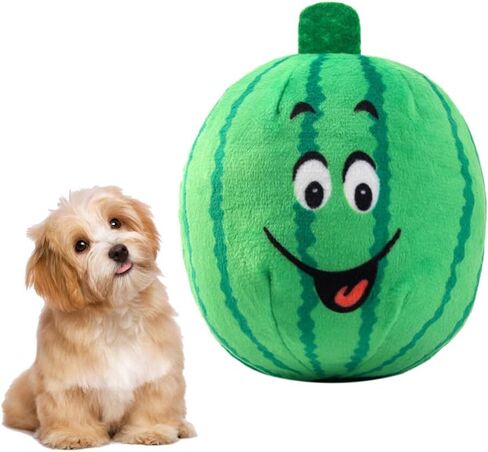 TEHAUX البطيخ صار لعبة الحيوانات الأليفة القطيفة للكلاب - لعبة مضغ تفاعلية لتدريب الجرو وتخفيف الملل لينة 4X3X2.5 بوصة صوت تعليمي للكلاب in Kuwait