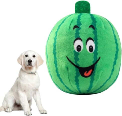 TEHAUX البطيخ صار لعبة الحيوانات الأليفة القطيفة للكلاب - لعبة مضغ تفاعلية لتدريب الجرو وتخفيف الملل لينة 4X3X2.5 بوصة صوت تعليمي للكلاب in Kuwait