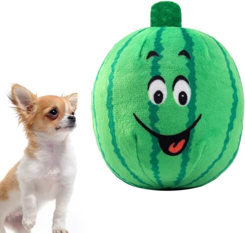 TEHAUX البطيخ صار لعبة الحيوانات الأليفة القطيفة للكلاب - لعبة مضغ تفاعلية لتدريب الجرو وتخفيف الملل لينة 4X3X2.5 بوصة صوت تعليمي للكلاب in Kuwait