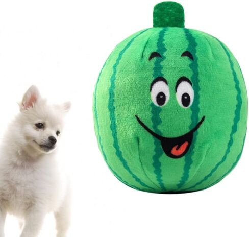 TEHAUX البطيخ صار لعبة الحيوانات الأليفة القطيفة للكلاب - لعبة مضغ تفاعلية لتدريب الجرو وتخفيف الملل لينة 4X3X2.5 بوصة صوت تعليمي للكلاب in Kuwait