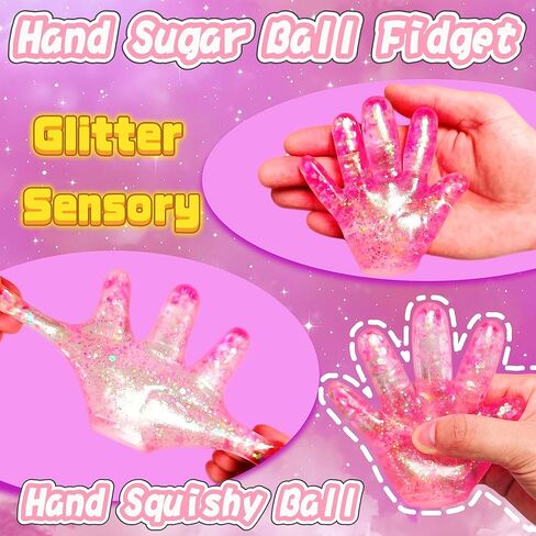 1Pcs Fake Hand Stress Balls Sugar Fidget Toys for Kids Squsihy Stress Hand for Anxiety Relief - Slow Rising Squishy Sugar Ball Sensory Fidget Toys for Kids Adults Autism Classroom Prize Toy (Pink) in Saudi Arabia
