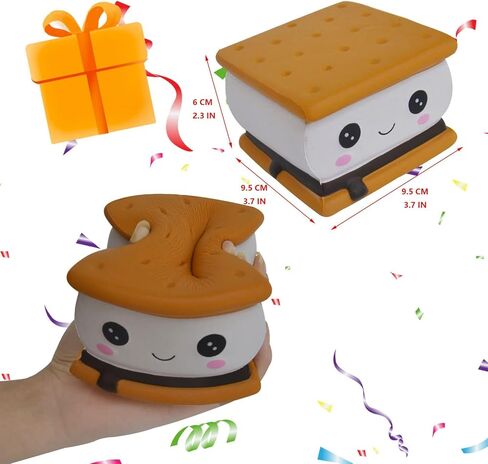 Delightful S'More Squishies - Kids Birthday Gift, Adorable Sandwich Cookie Stress-Relief Smore Toy (Smore) in Kuwait