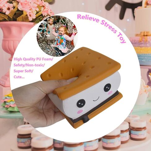 Delightful S'More Squishies - Kids Birthday Gift, Adorable Sandwich Cookie Stress-Relief Smore Toy (Smore) in Kuwait
