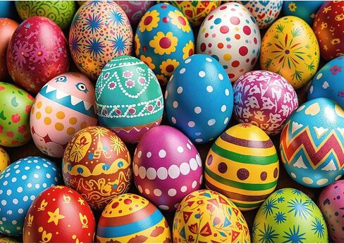 ألغاز هوبجو للبالغين 500 قطعة، ألغاز بيض عيد الفصح النابضة بالحياة، هدايا عيد الفصح المضحكة للبالغين 20 بوصة × 14.2 بوصة in Kuwait