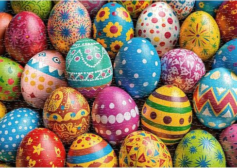 ألغاز هوبجو للبالغين 500 قطعة، ألغاز بيض عيد الفصح النابضة بالحياة، هدايا عيد الفصح المضحكة للبالغين 20 بوصة × 14.2 بوصة in Kuwait