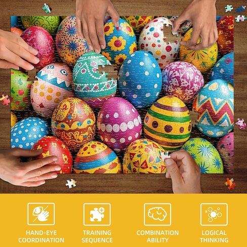 ألغاز هوبجو للبالغين 500 قطعة، ألغاز بيض عيد الفصح النابضة بالحياة، هدايا عيد الفصح المضحكة للبالغين 20 بوصة × 14.2 بوصة in Kuwait